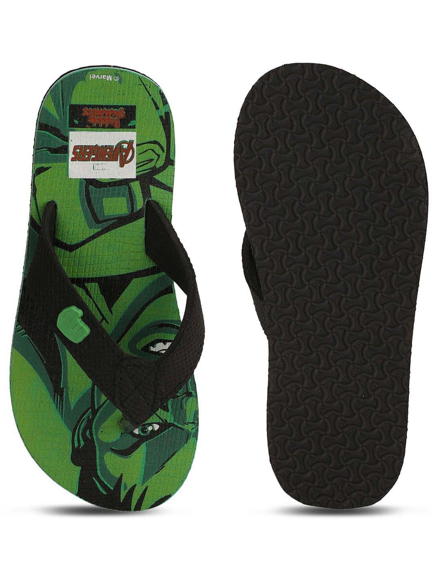 Disney by Bata Kids Black & Green Flip Flops