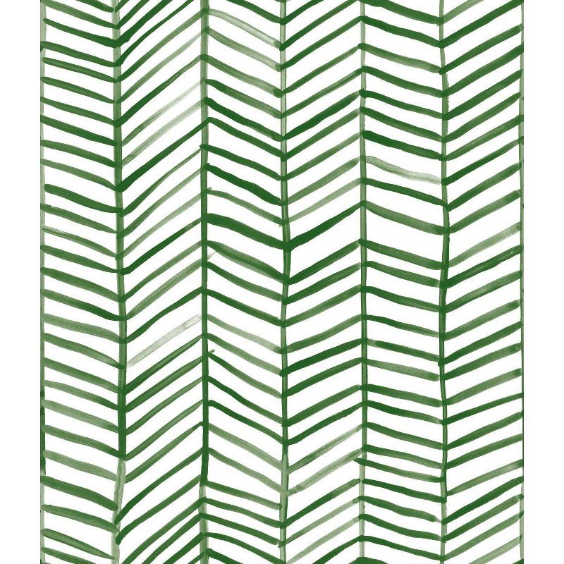 RoomMates Cat Coquillette Herringbone Peel and Stick Wallpaper Green