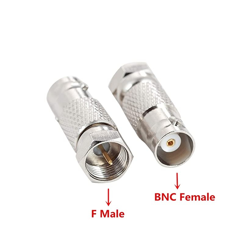 BNC to Coax, 5-Pack  BNC Female to F Male Connector for RF Radio Antenna and Video Applications