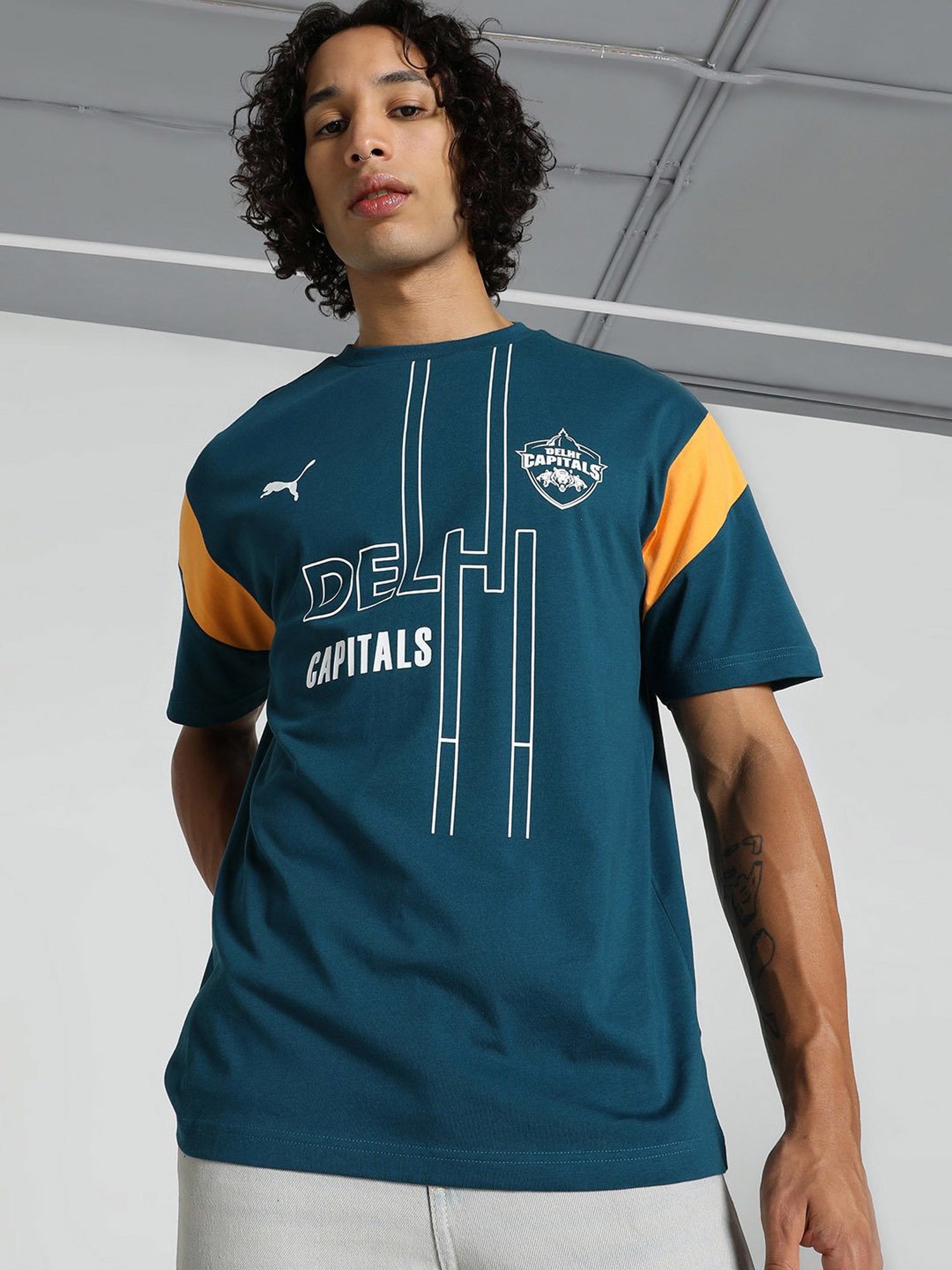 Puma x DC Ocean Blue Relaxed Fit Graphic Print Cricket T-Shirt