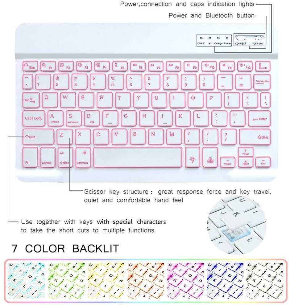 iPad Air 4th Generation Keyboard Case New iPad Air 10.9 2020 Case with Keyboard 7-Color Backlit- Detachable Bluetooth Keyboard Pencil Holder iPad Keyboard Case for 2018 iPad Pro 11 (Lake Blue)