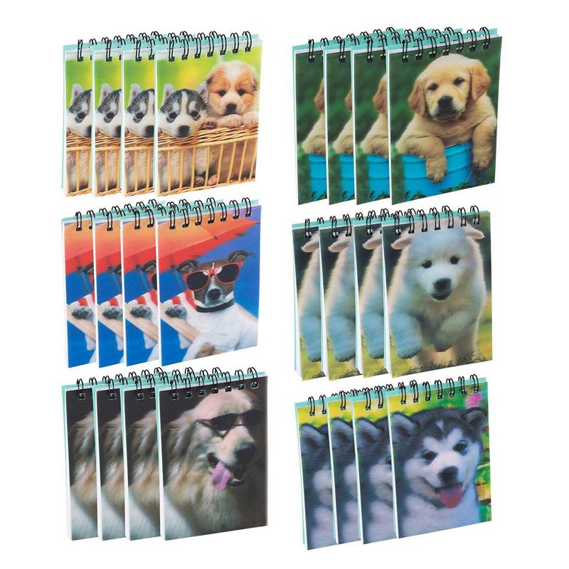 Juvale Spiral Notepad - 24-Pack Top Spiral Notebooks, Bulk Mini Spiral Notepads for Note Taking, To-do Lists, Lined Paper, 6 Puppy Dog, 2.75x4.25"