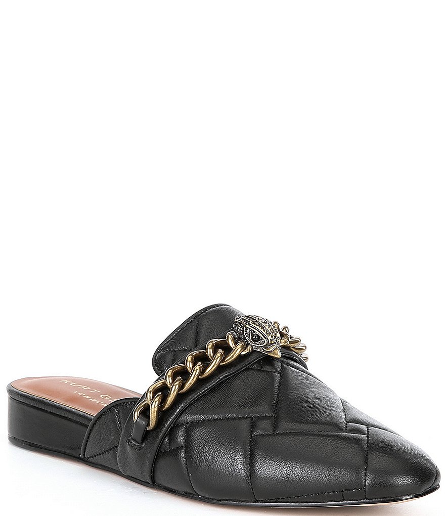 Kurt Geiger London Chelsea Quilted Leather Chain Detail Mules