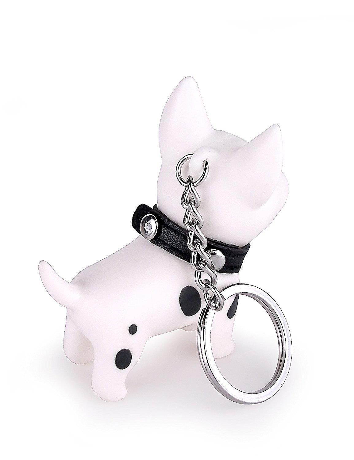 Cute Dog Key Chain - PVC Stainless Steel Anti-Lost Key Chain Keychain Ring Keyring Keyfob Key Holder Student Kids for Birthday Party Friendship Festival Decoration, Bull Terrier