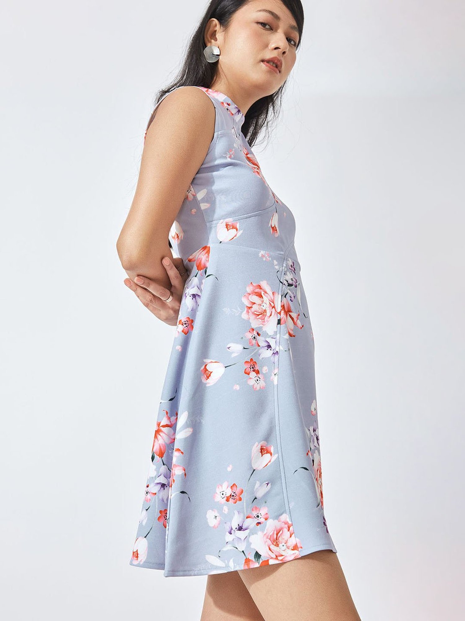 The Label Life Blue Floral Skater Dress