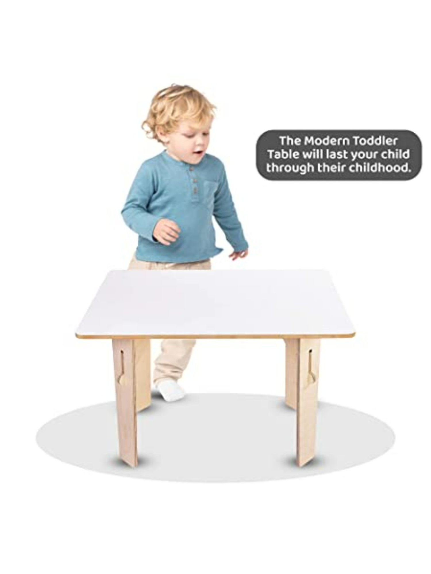 Kiddery White Montessori Inspired Rectangle Wooden Table for Kids (Age 3-8 years)
