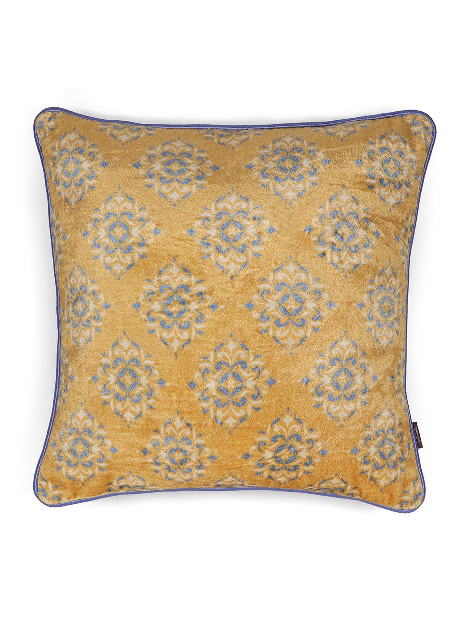 Pure Home and Living Yellow Velvet Printed Cushion Covers