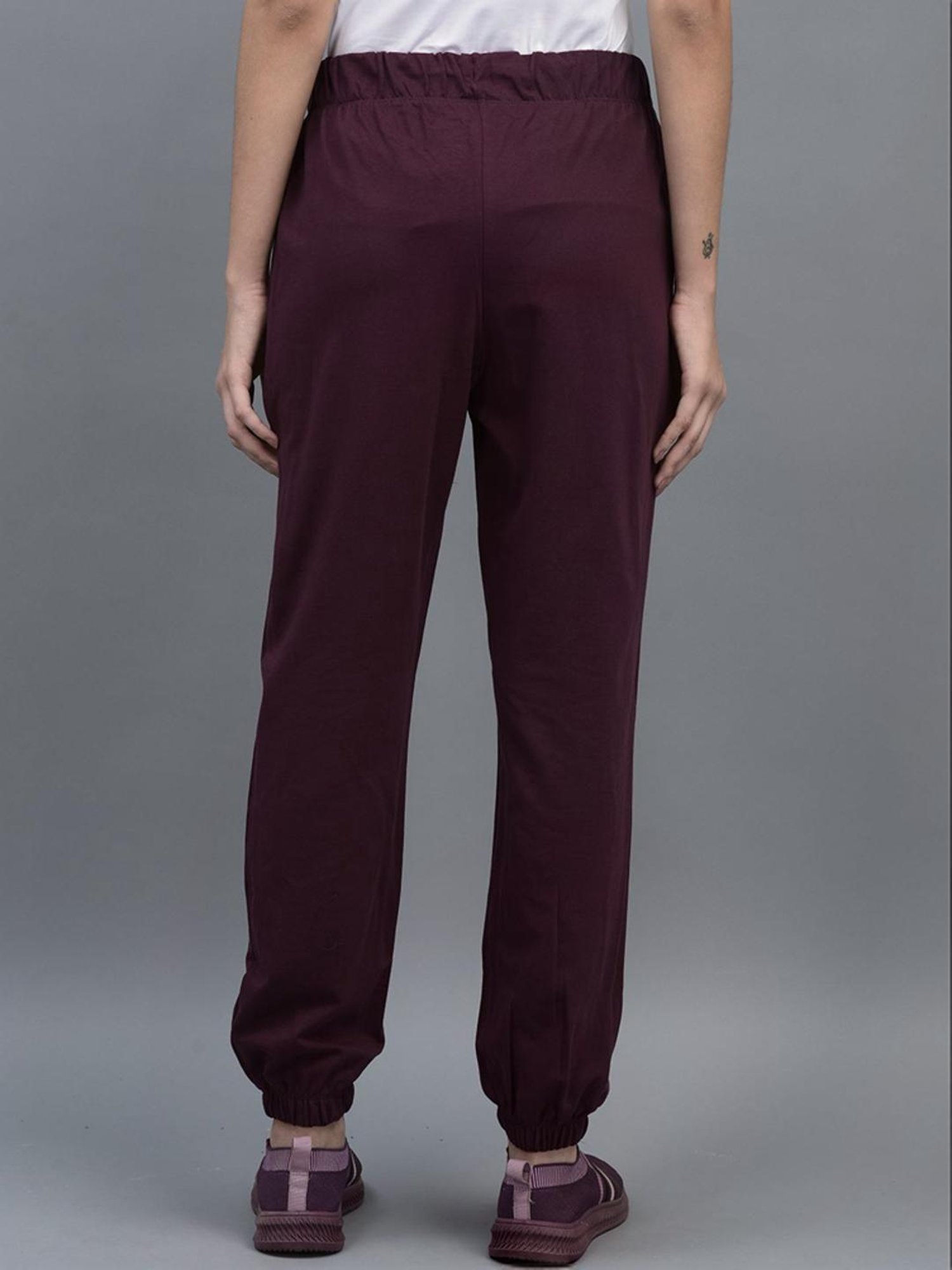 Dollar Maroon Cotton Logo Work Joggers
