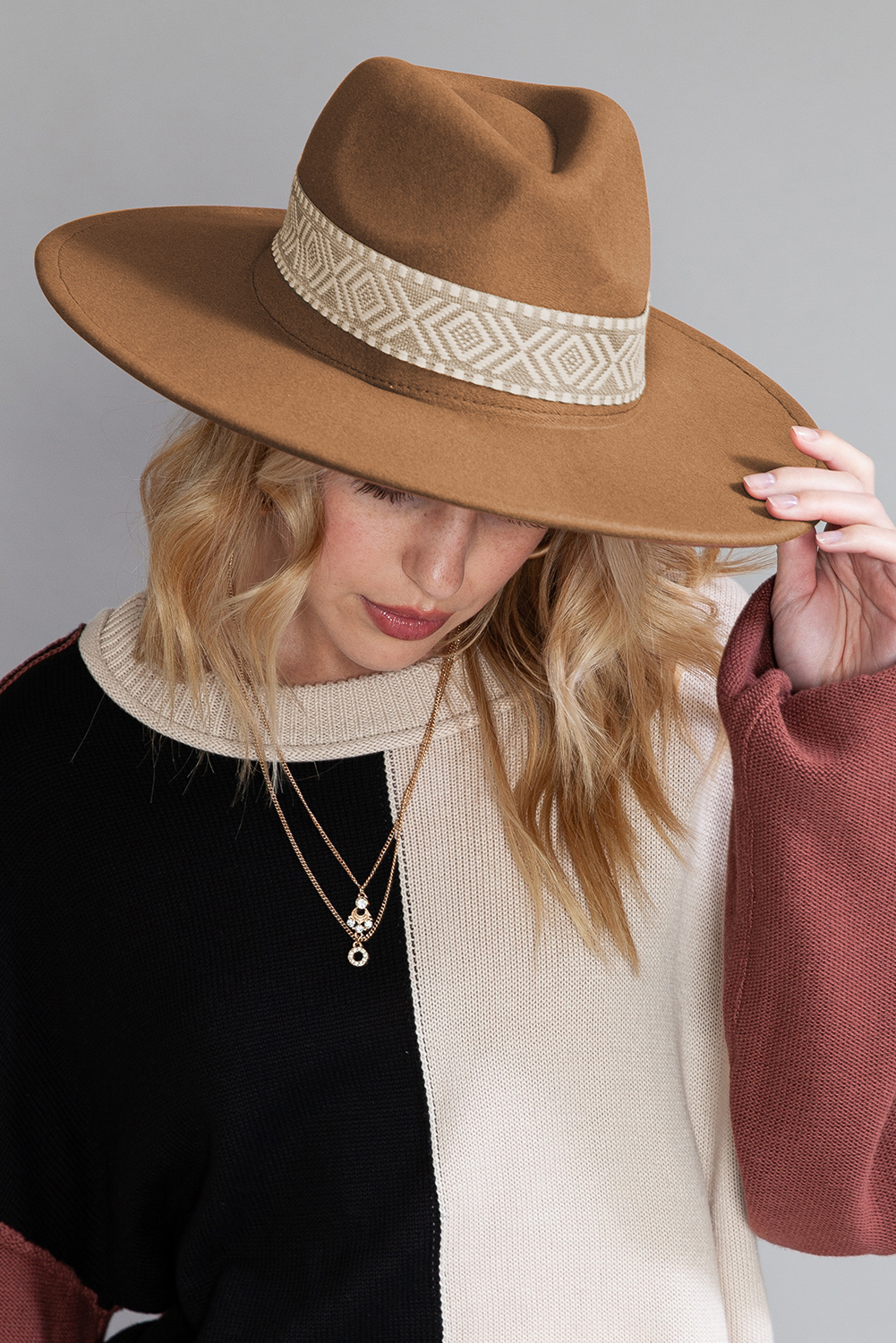 Camel Vintage Geometric Striped Warm Winter Socks