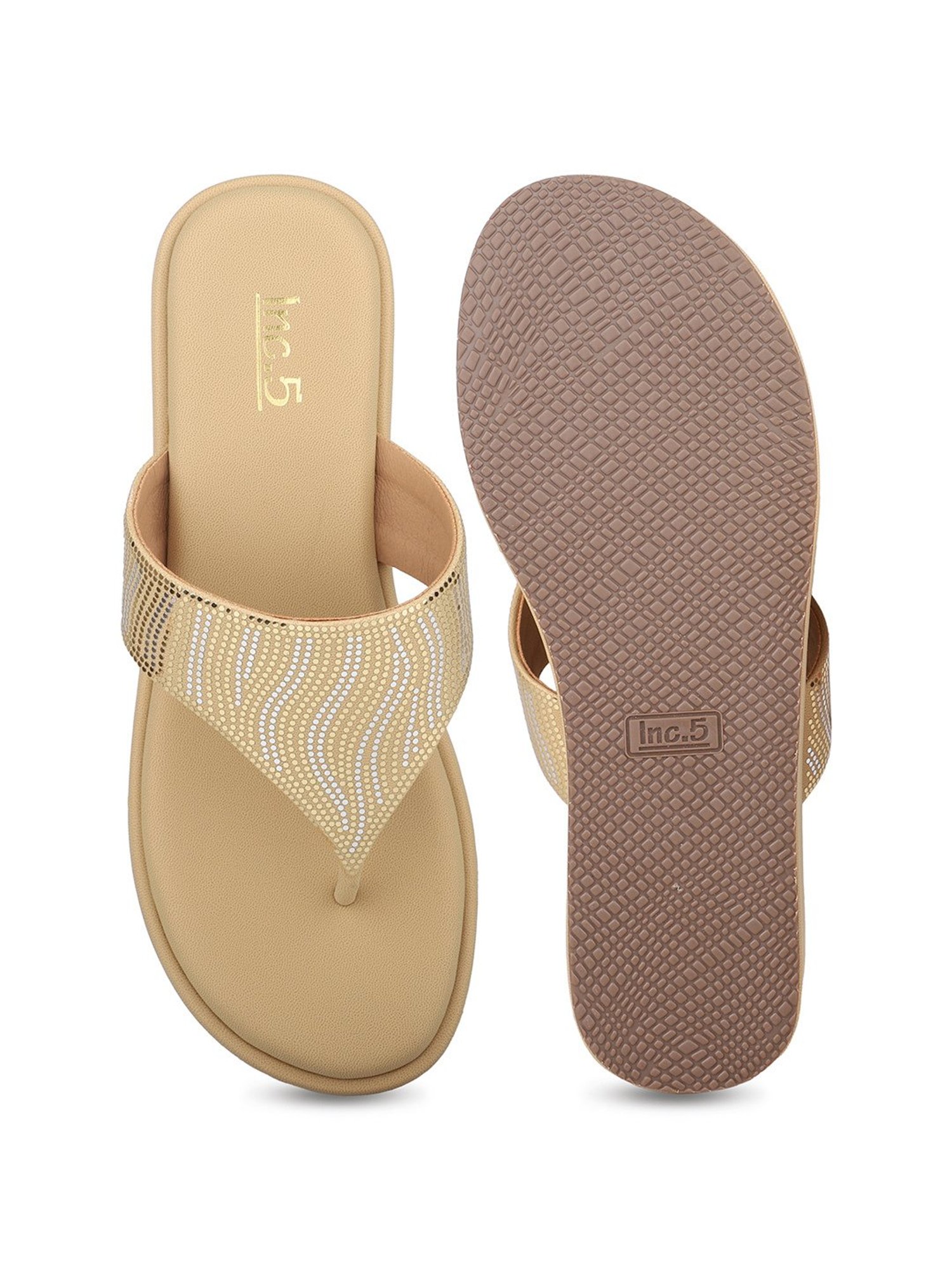 Inc.5 Women's Beige Thong Wedges