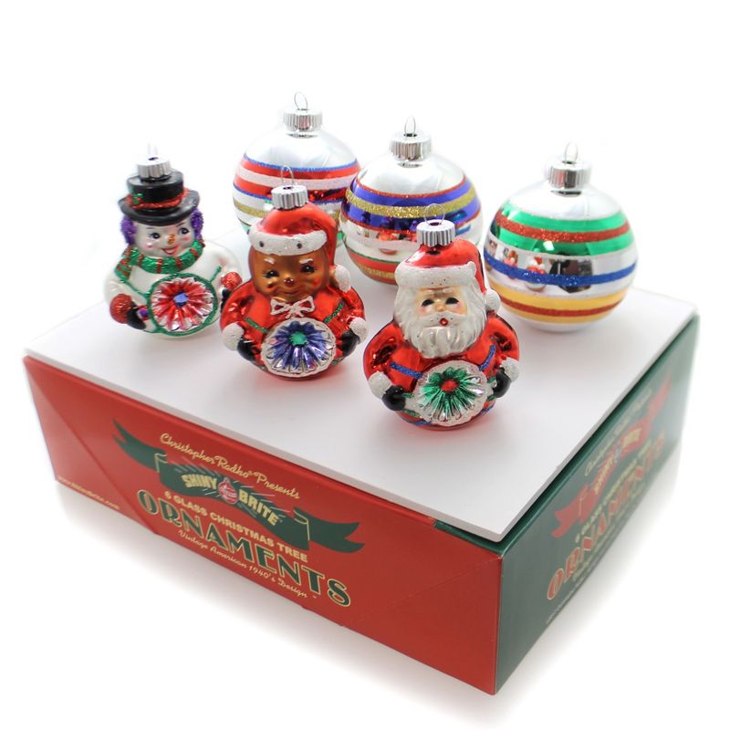 Christopher Radko 3.25" Traditional Brites Rounds & Figures Shiny Brite  -  Ornament Sets