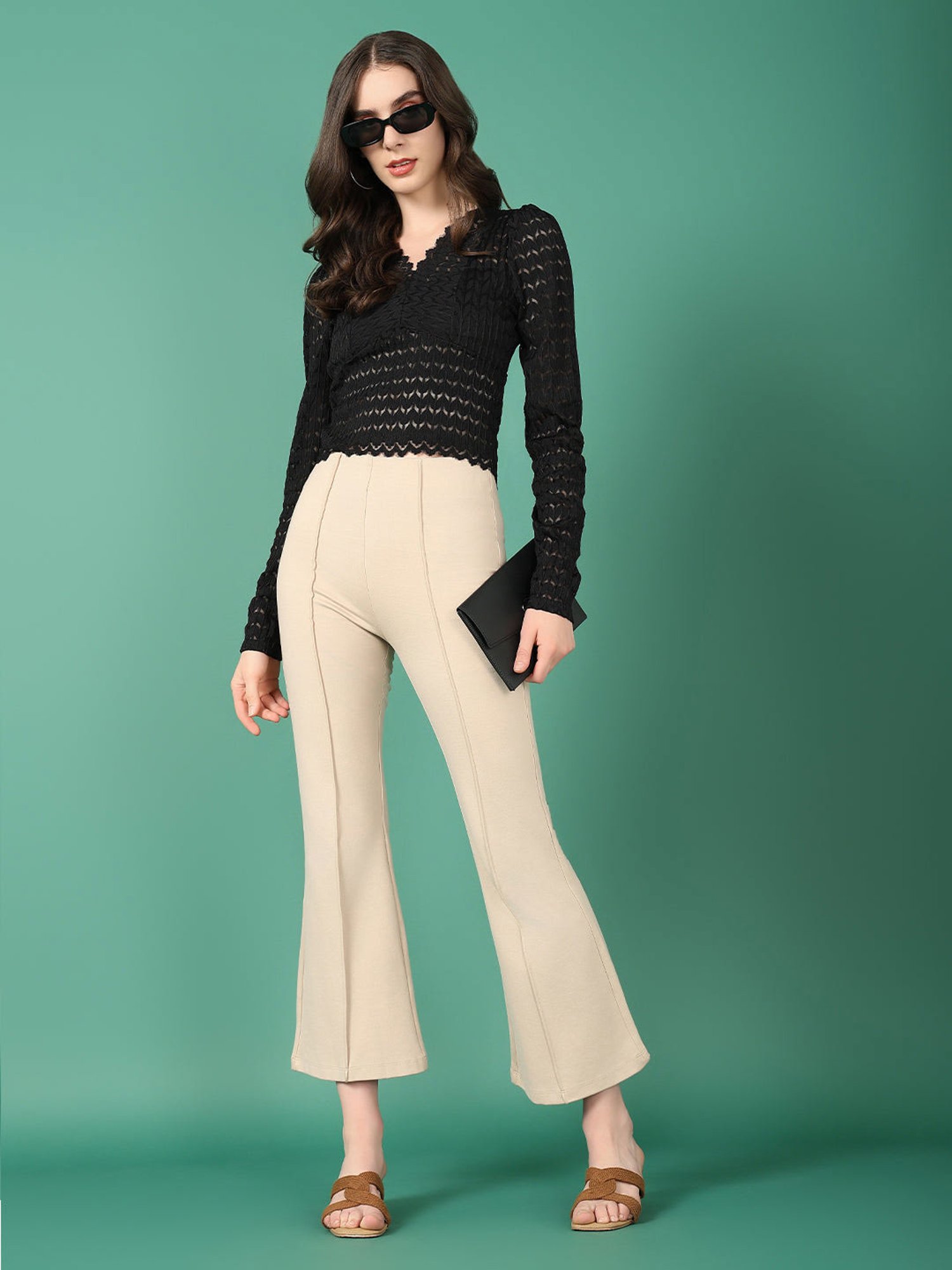 SHOWOFF Black Self Design Top