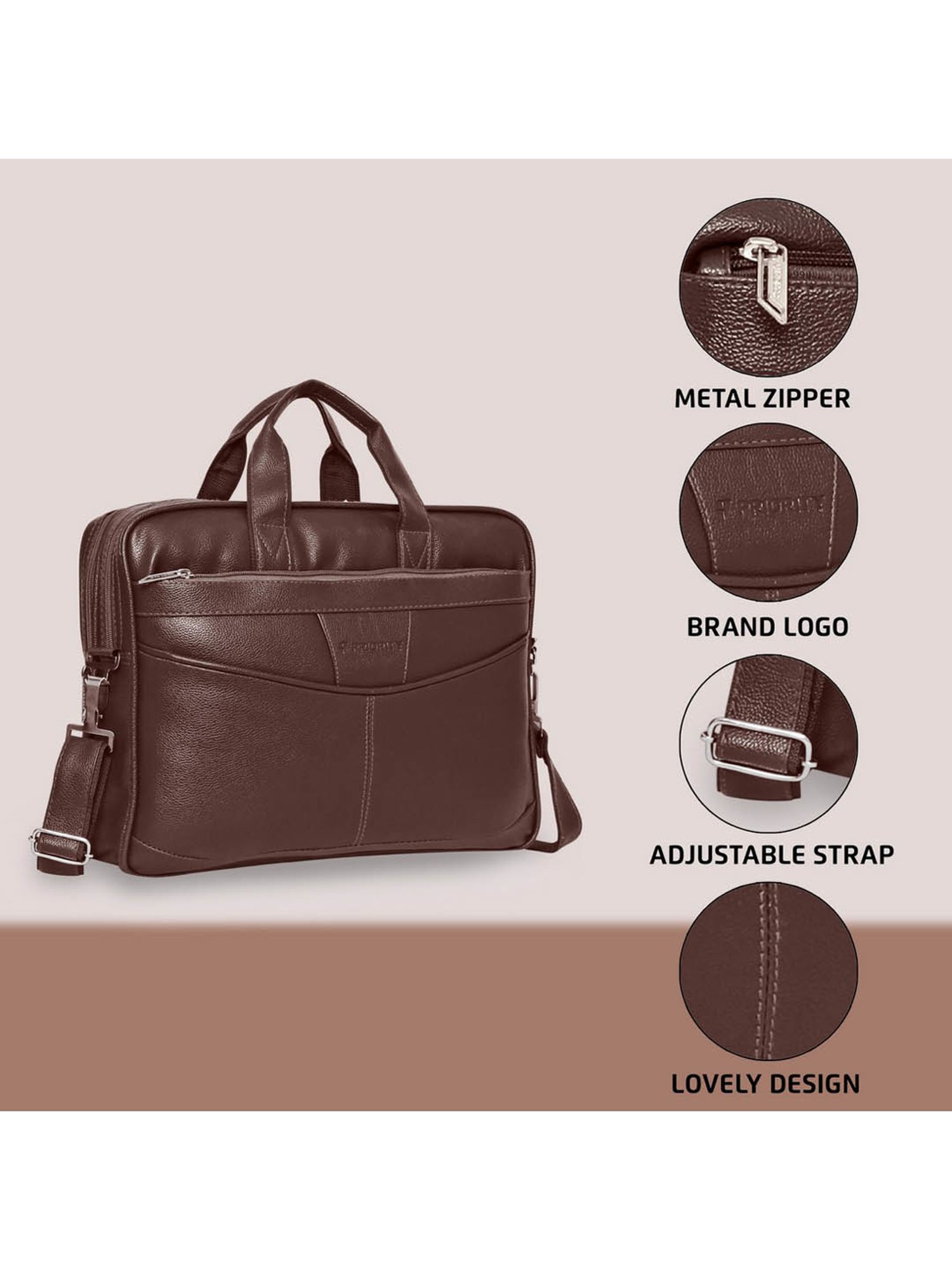 Priority Brown Synthetic Large Messenger Bag