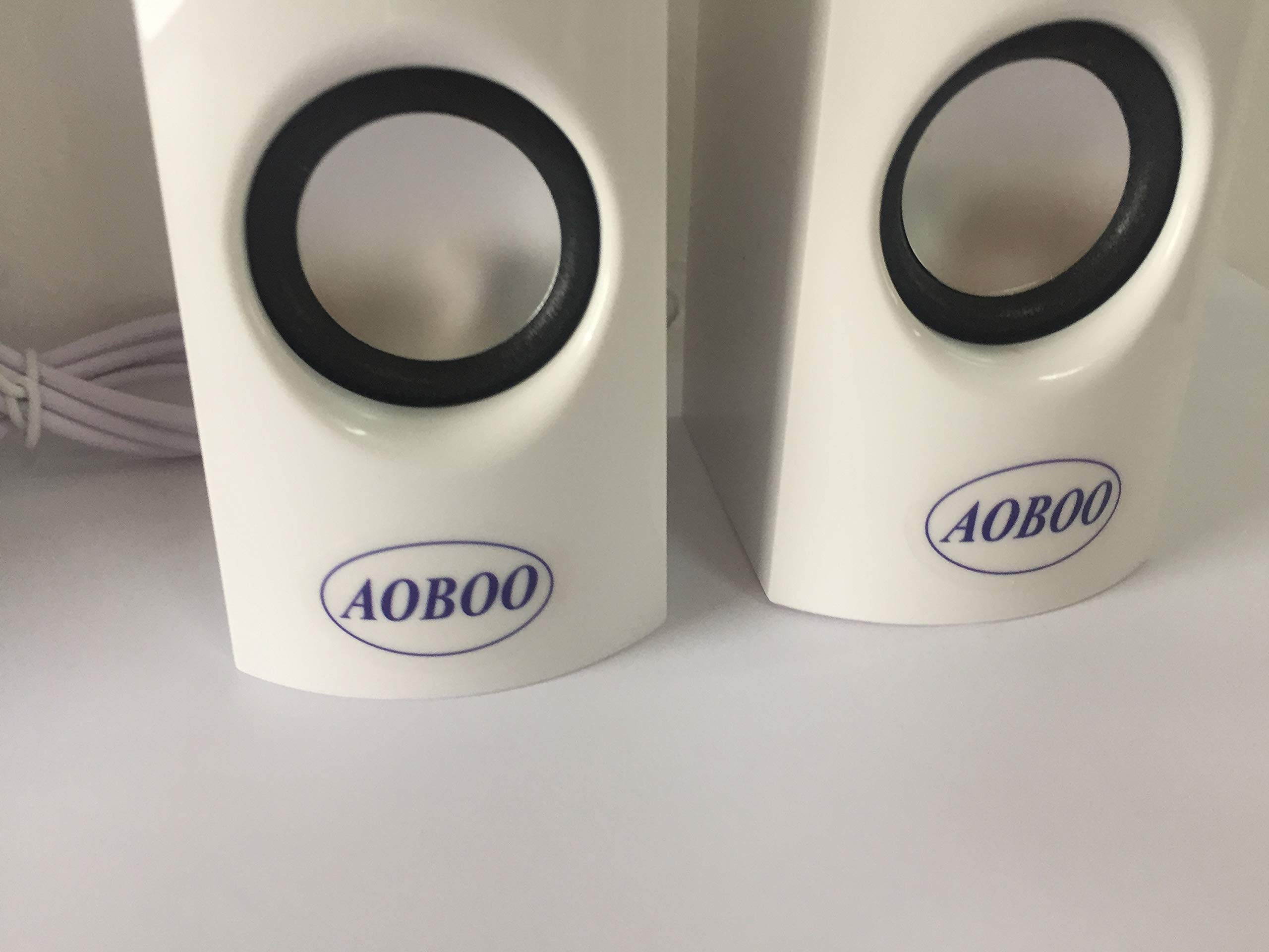 Aoboo Led Light Dancing Water Speakers Fountain Music for Desktop Laptop Computer PC,USB Powered Stereo Speakers 3.5mm Audio (White,Line-in Speakers)