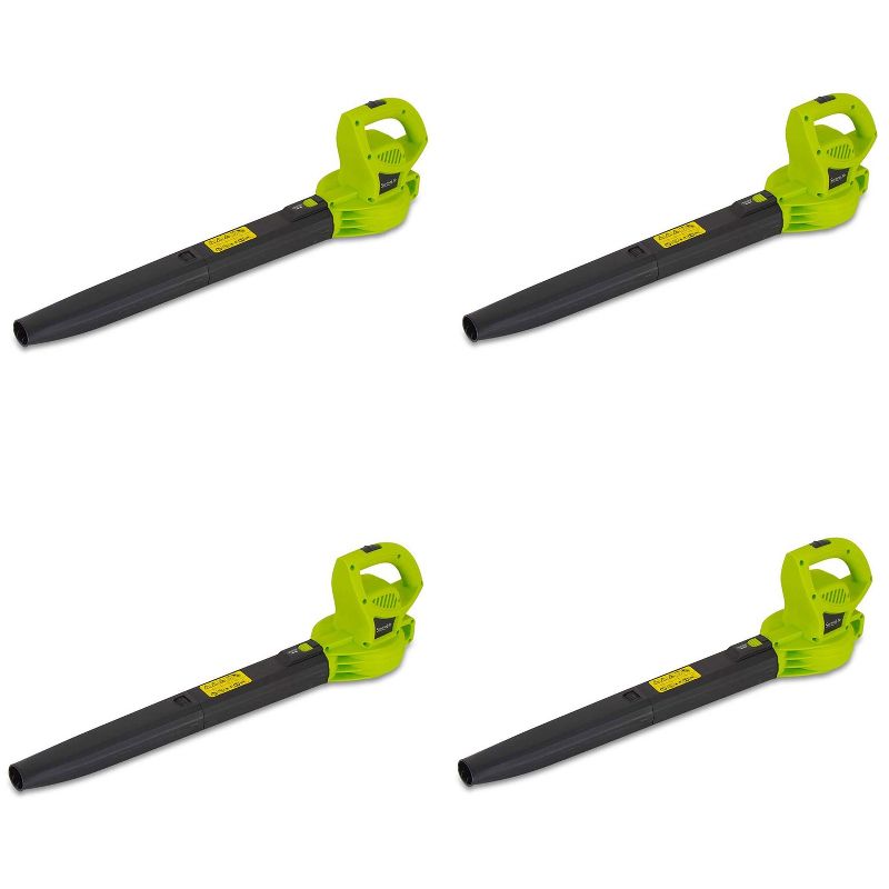 SereneLife 6 Amp 135 MPH Electric Corded Handheld Leaf Blower Lawn Sweeper Tool w/ 10 Foot Cord for Yard, Garden, Sidewalk, & Walkways, Green (4 Pack)