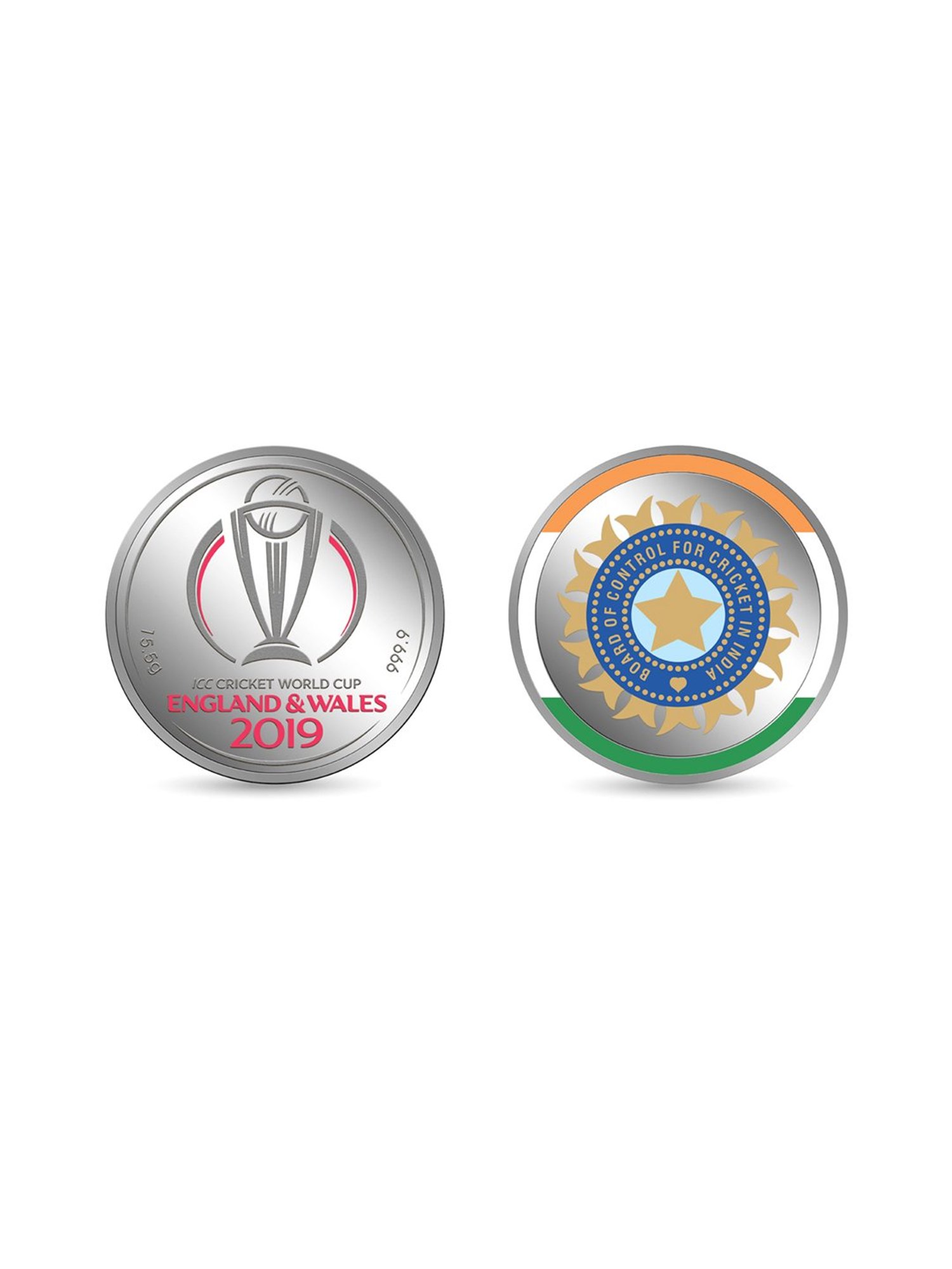 PC Jeweller 24k (999.9) 15.5gm ICC Official World Cup 2019 Team Blue Silver Coin Medal