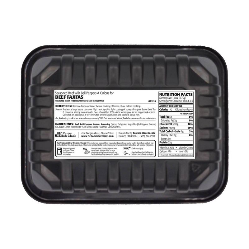 Custom Made Meals Beef Fajitas with Bell Peppers and Onion - 0.9-1.15 lbs - price per lb