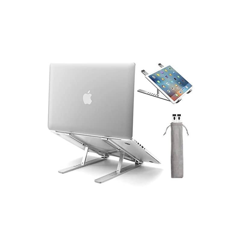 Laptop Stand,  Adjustable Aluminum Notebook Stand with Magnet, Portable Foldable Laptop Holder for Desk Compatible with All 10-15.6in Laptops (Silver)