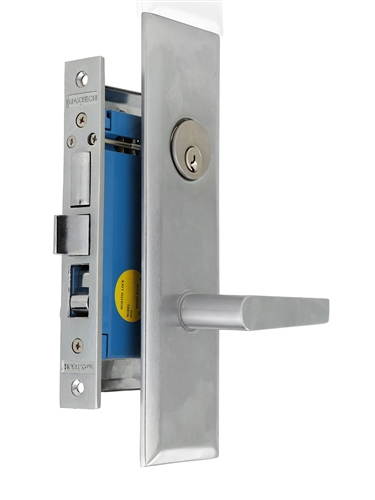 Maxtech (Marks Metro 116A/26D Like) Satin Chrome 26D, Right Hand, Heavy Duty Mortise Entry Screwless Lever Lockset Thru Bolted, 2-1/2" Backset