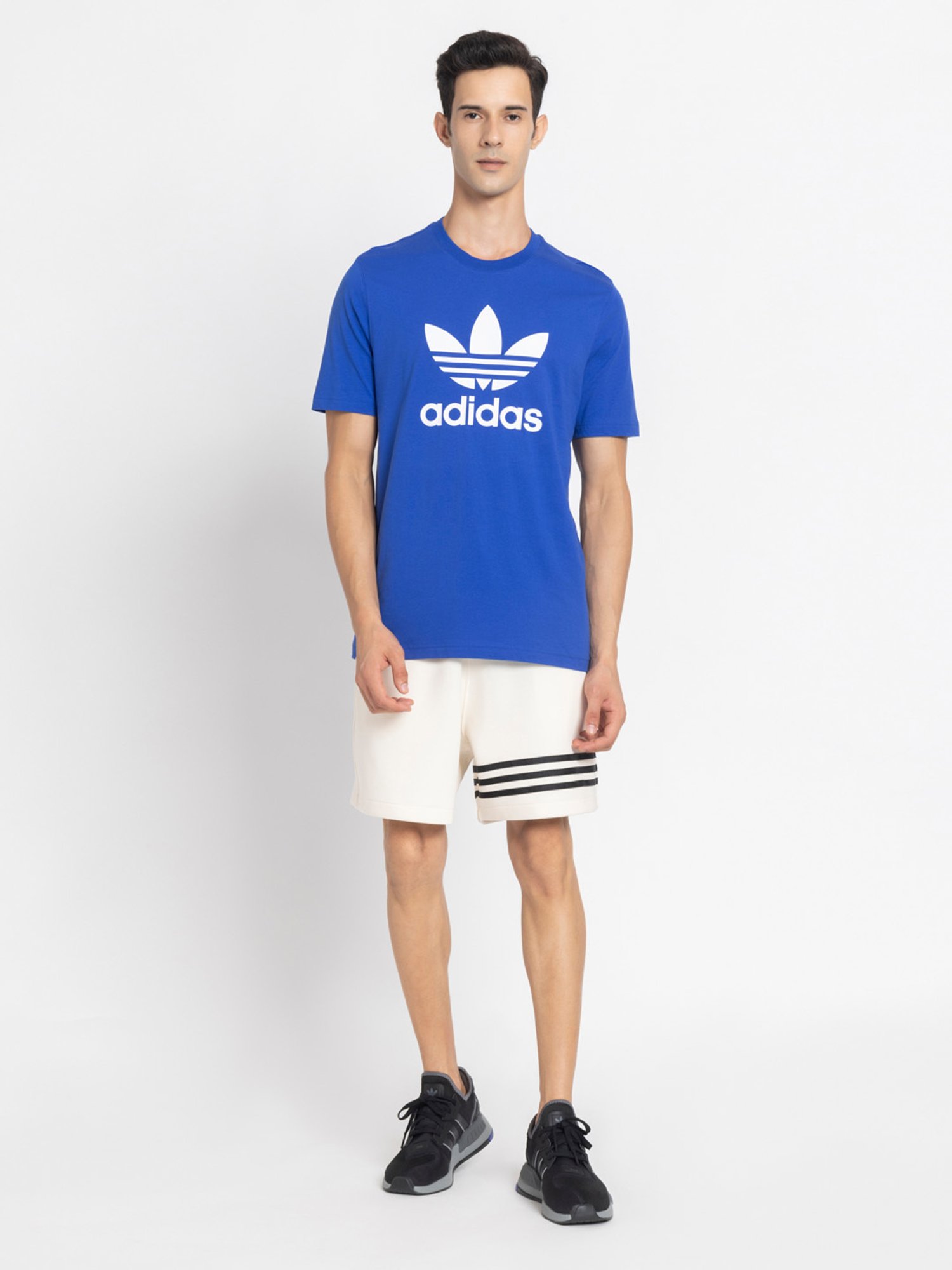 Adidas Blue 100% Cotton Regular Printed  T-Shirt