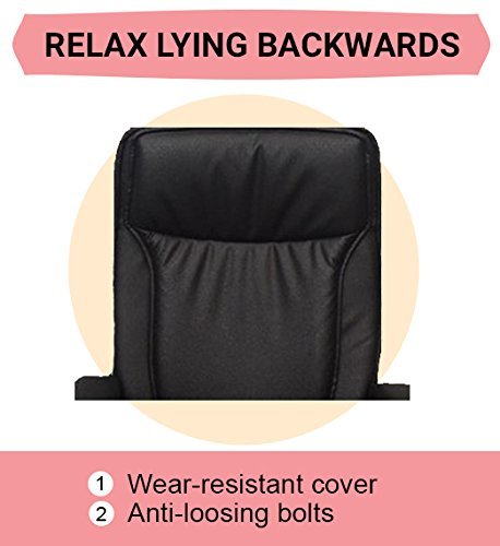 Chelsea Executive Office Task Chair in PU Leather with Adjustable Height Seat, Highly Resilient Foam, Padded Armrests, Adjustable Headrest & Spacious Backrest, 360 Degree Perfect Swivel - BLACK COLOR