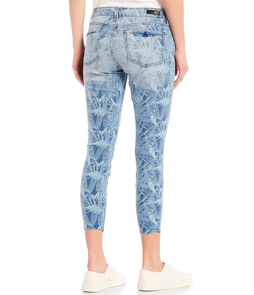 KUT from the Kloth Connie Floral Print Raw Hem Skinny Crop Jeans