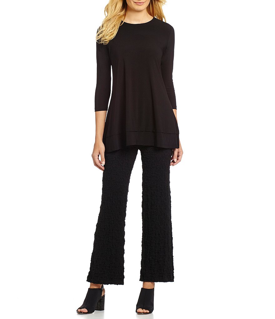 IC Collection Round Neck 3/4 Sleeve Knit Jersey Layered Tunic