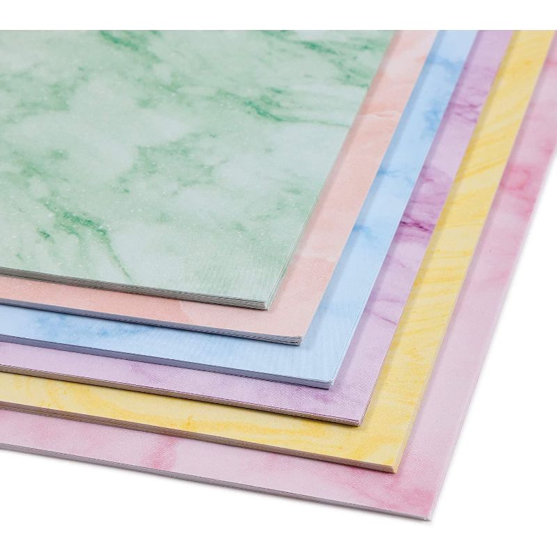 Paper Junkie 96-Sheet Marble Pattern Stationery Paper in 6 Colors for Invitations, Printer Friendly, Letter Size, 8.5x11 inches