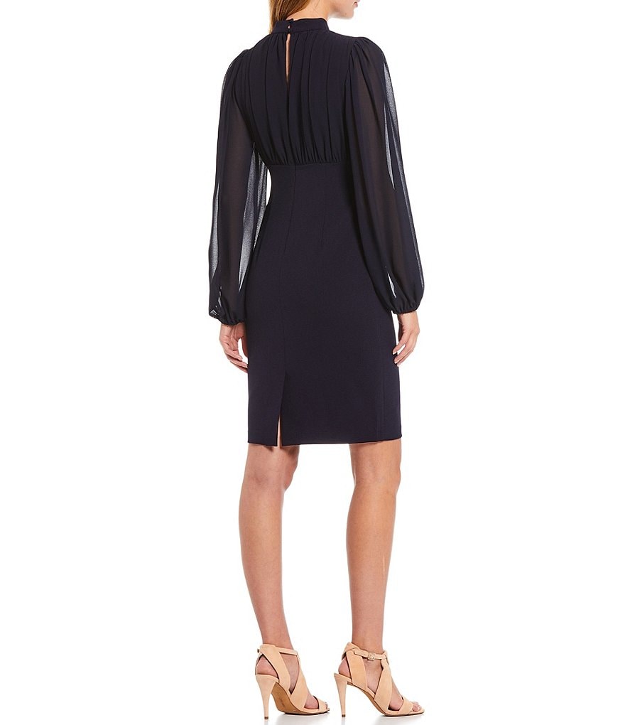 Eva Varro Floral Placement Print Knit Jersey Reversible to Solid Black Sheath Dress