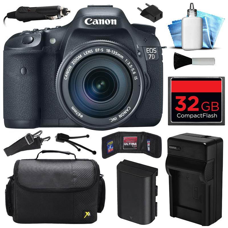 Canon EOS 7D DSLR SLR Digital Camera w/ 18-135mm IS UD Lens (32GB Value Bundle)