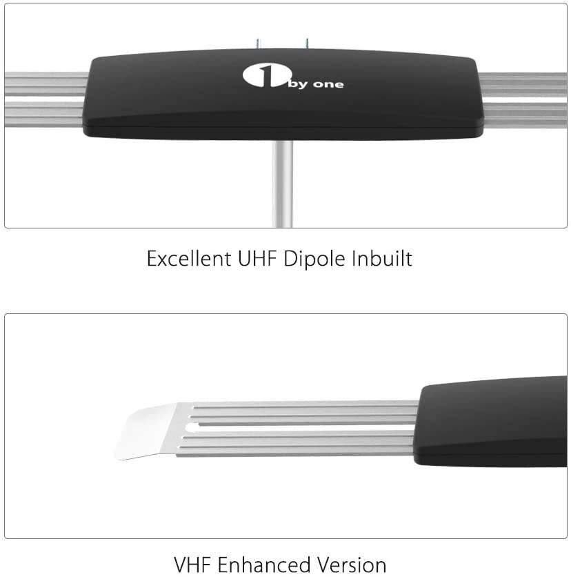 Outdoor TV Antenna - 1byone Wing Amplified Digital HDTV Antenna-Long Range for Outdoor/Attic/Roof TV Antenna with Enhanced VHF/UHF/FM Reception, 20 Feet High Performance Coaxial Cable