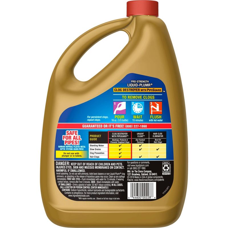 Liquid-Plumr Pro-Strength Full Clog Destroyer Plus PipeGuard - 80 fl oz