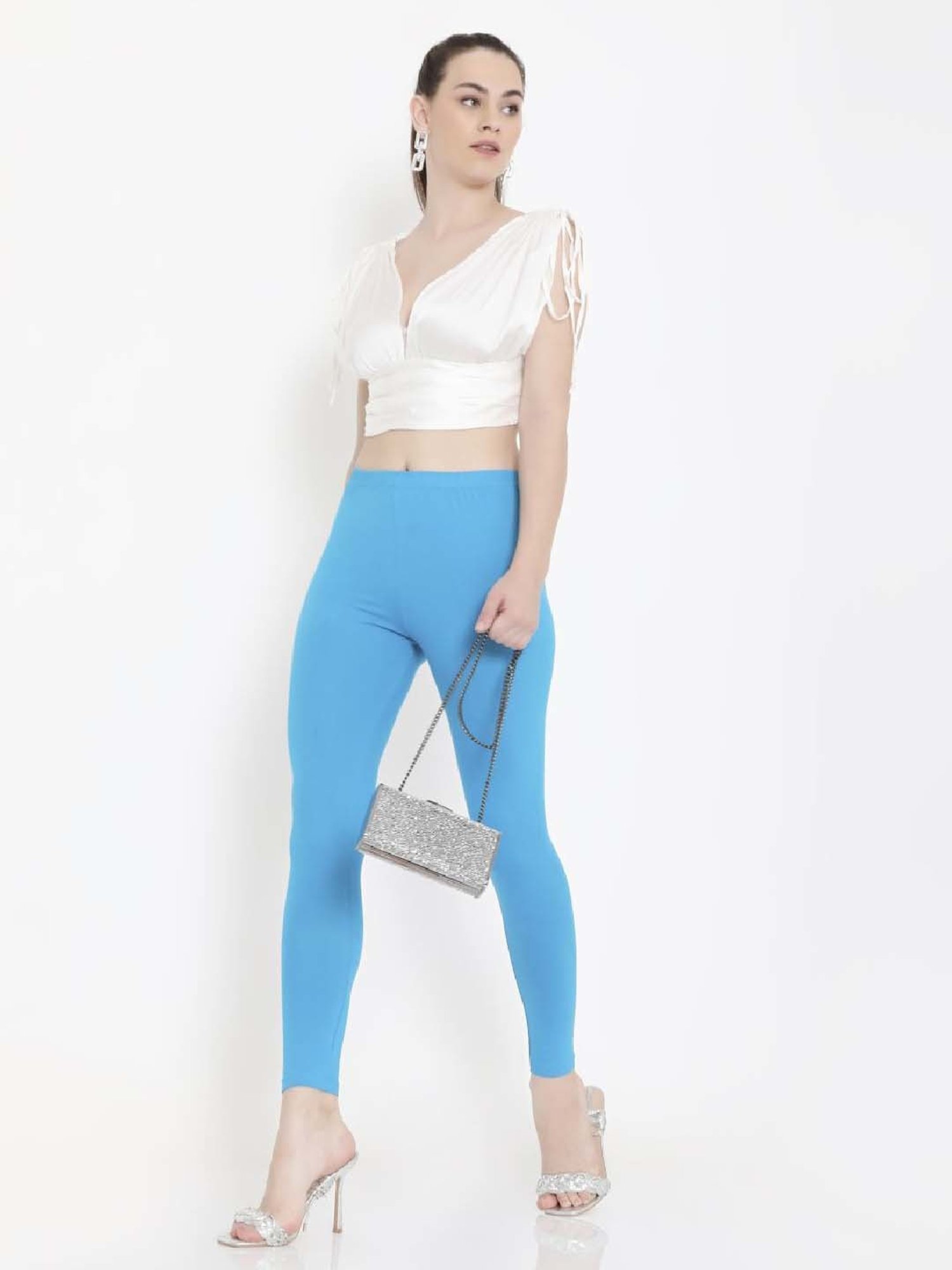 FEELINGS Blue Plain Leggings