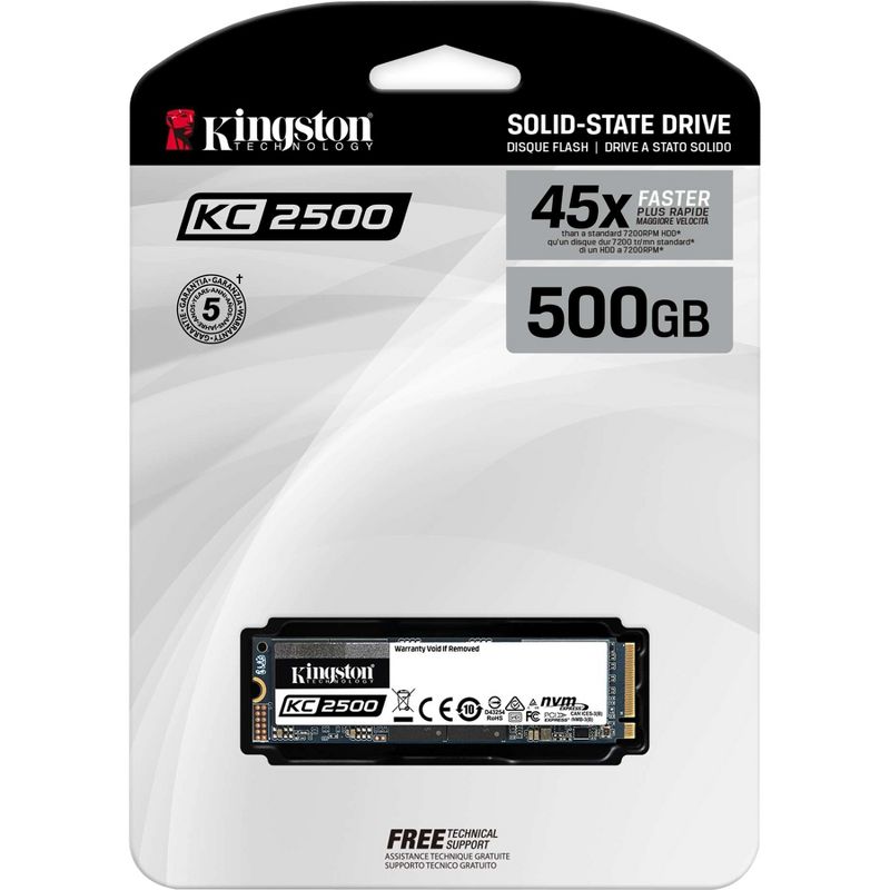Kingston KC2500 500 GB Solid State Drive - M.2 2280 Internal - PCI Express NVMe (PCI Express NVMe 3.0 x4) - Desktop PC, Workstation Device Supported