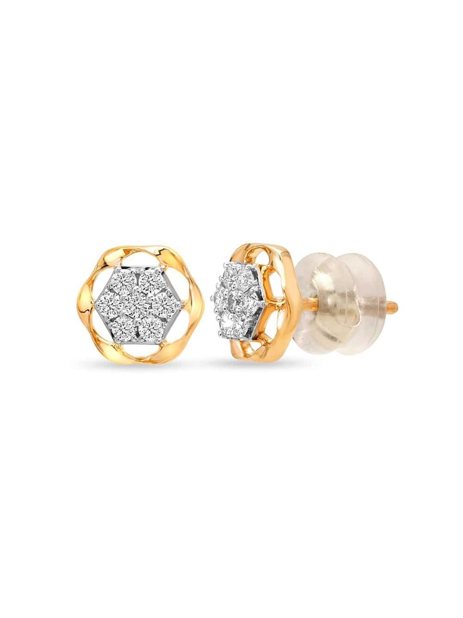 Mia By Tanishq Nature's Finest 14k Gold Hexa Sparkle Stud Earrings