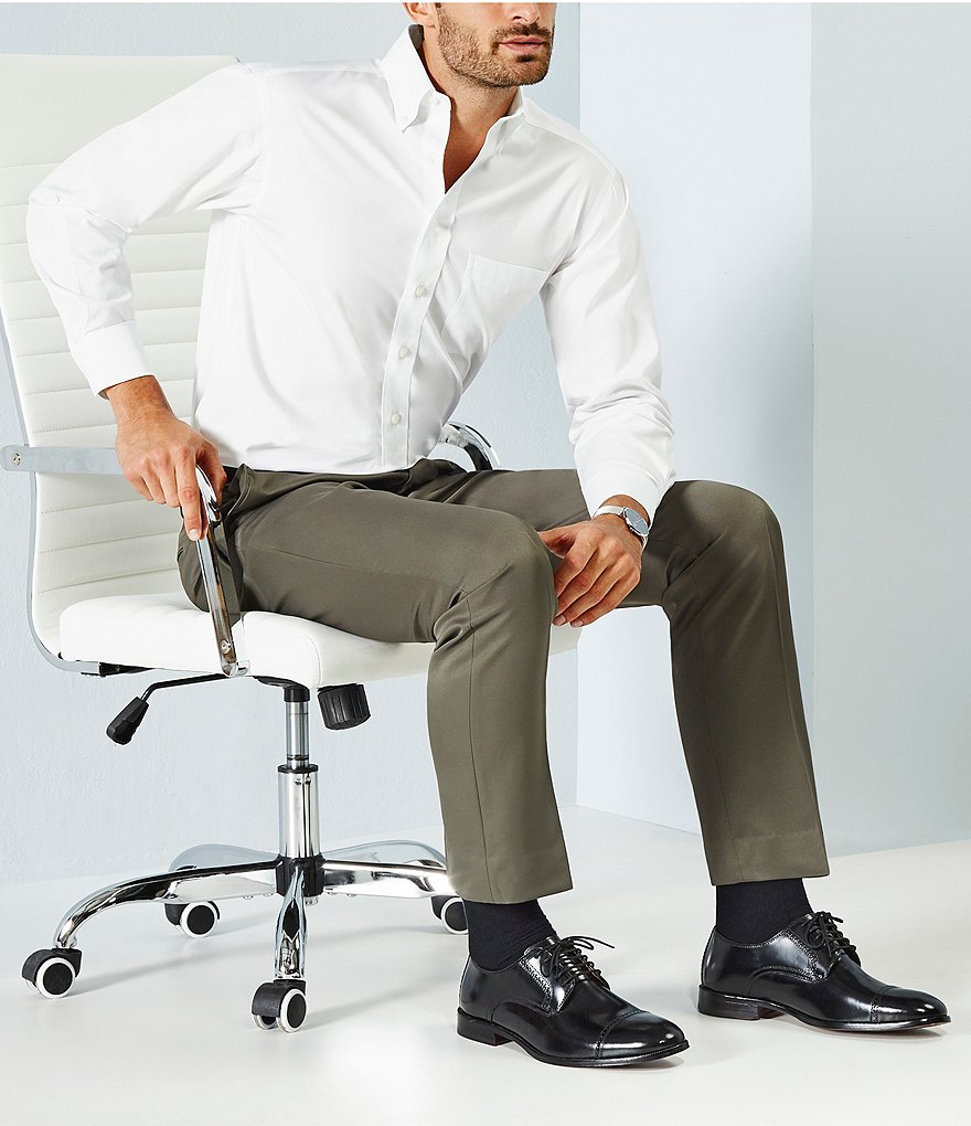 Hart Schaffner Marx Plaid Flat-Front Trouser Pants