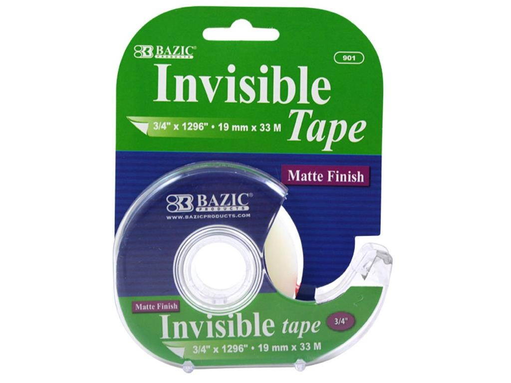 Bazic 3/4"" x 1296"" Invisible Tape with Dispenser Case Pack 24