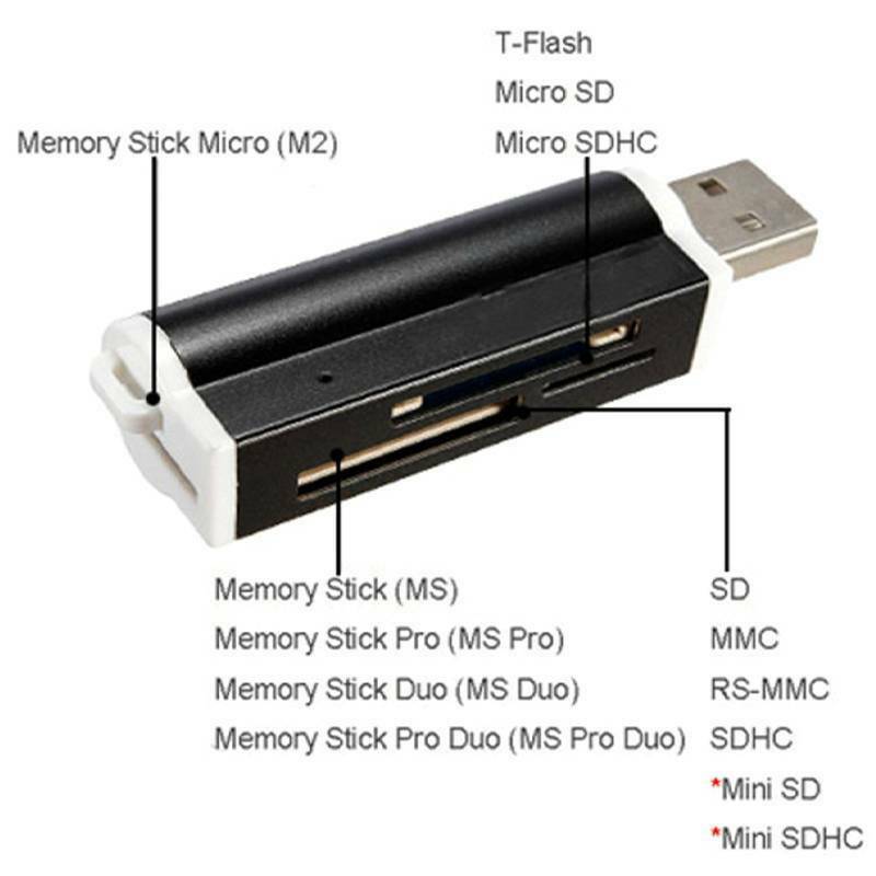 All in One all in 1 USB Memory Card Reader Adapter for micro MS (2) / MS Duo / MS PRO Duo / SD / MMC / SDHC / DC / micro SD/ T-Flash