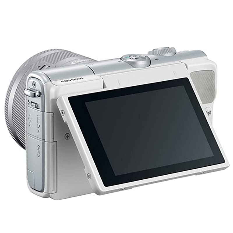 EOS M100 Mirrorless Digital Camera (White) + EF-M 15-45mm f/3.5-6.3 is STM Lens (Graphite) + 32GB Memory Card + 49mm UV Filter + Quality Tripod + Memory Card Holder (24 Slots) + Cleaning Cloth