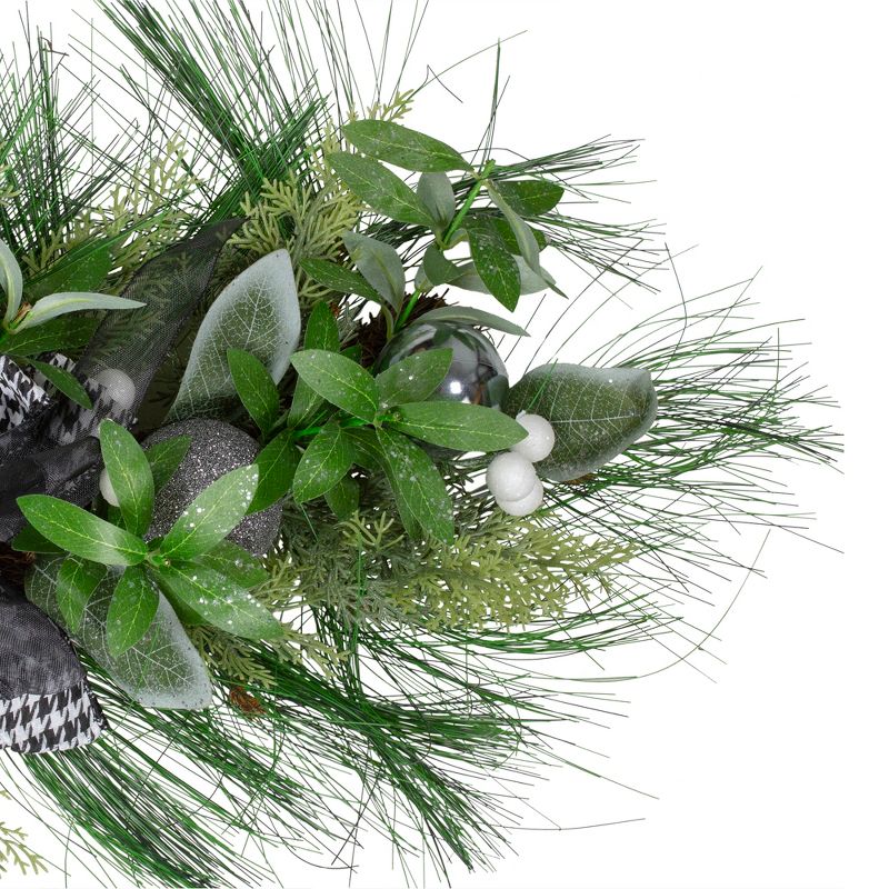 Northlight 36" White Berries and Plaid Bows Artificial Christmas Swag - Unlit
