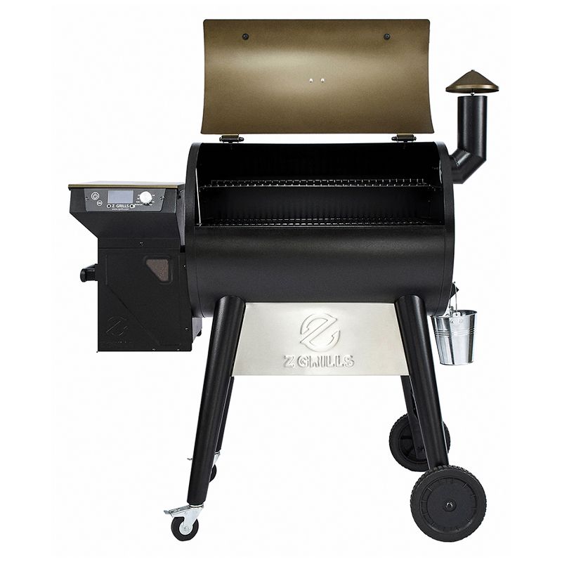 Z GRILLS ZPG-7002F 8 in 1 Wood Pellet Portable Grill Smoker for Outdoor BBQ Cooking with Digital Temperature Control and Grill Cover, Bronze
