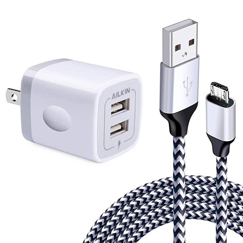 Wall Charger Adapter with Android Micro USB Cable Plug Cube Compatible Samsung Galaxy J8 J7 Sky Pro Perx Star J7V Prime j3 Emerge Luna Pro Eclipse Mission On5On7On8S3J6J2 66 FT Cord