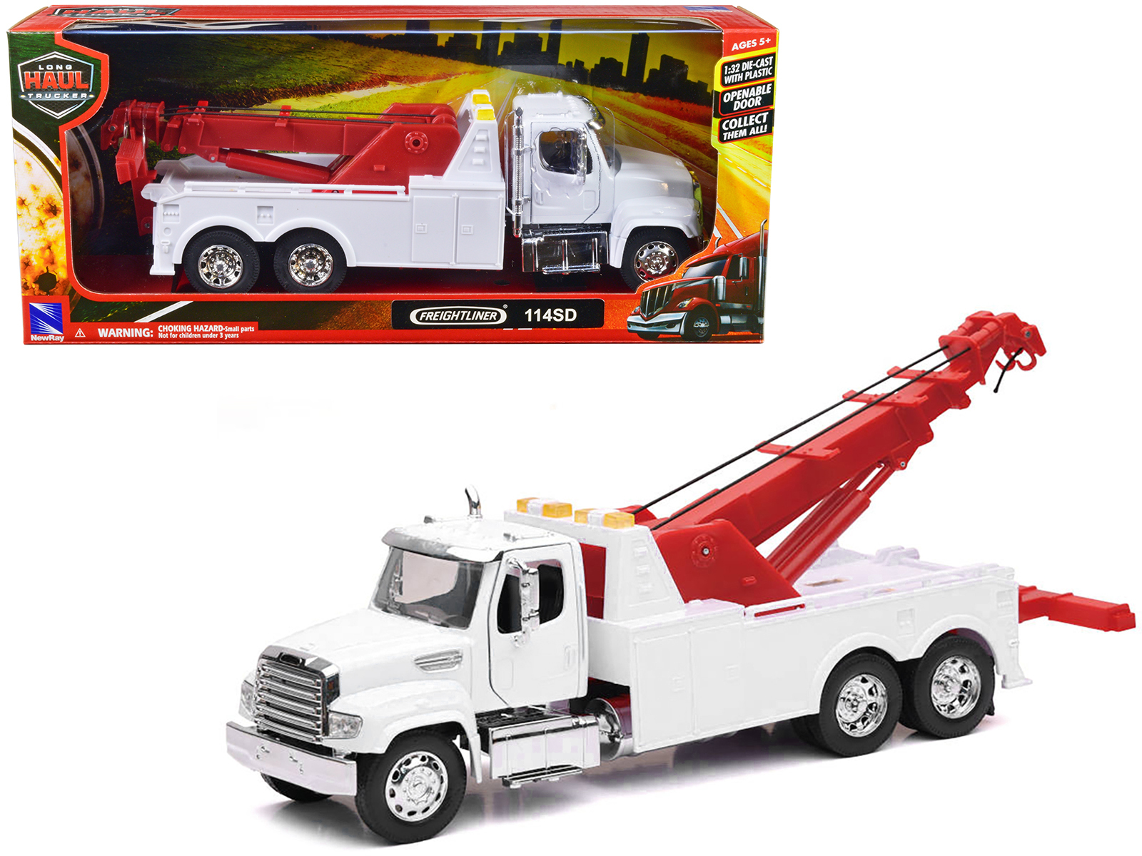 Freightliner Cascadia Truck White with White Tanker Trailer "Transporter" Series 1/32 Diecast Model by Welly