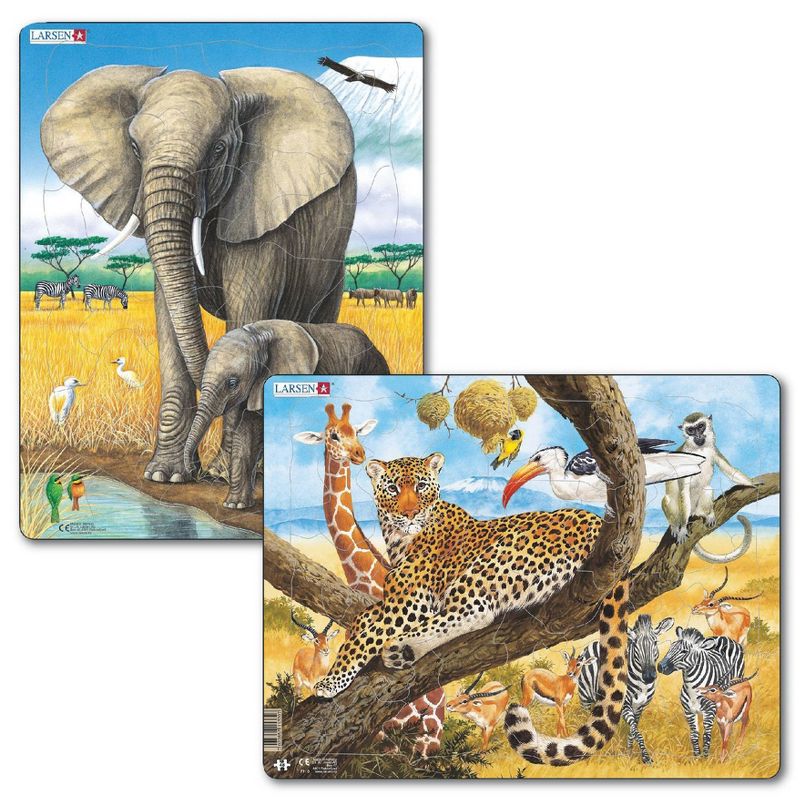 Larsen Puzzles African Jungle Animals Kids Puzzle Set - 2pk