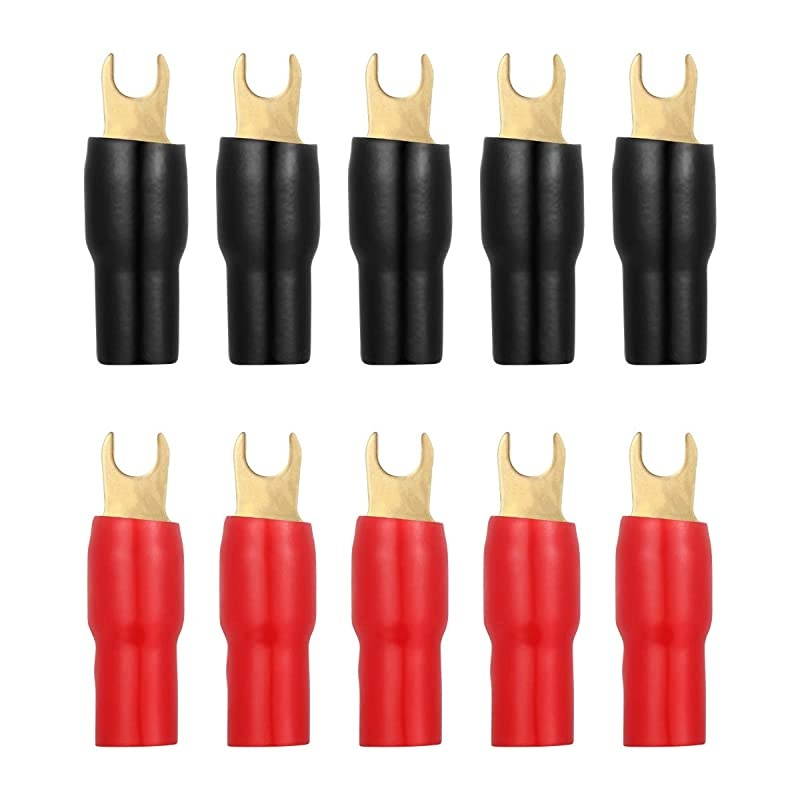 5 Pairs 4 Gauge Strip Spade Terminal Spade Fork Adapters for Speaker Wire Cable