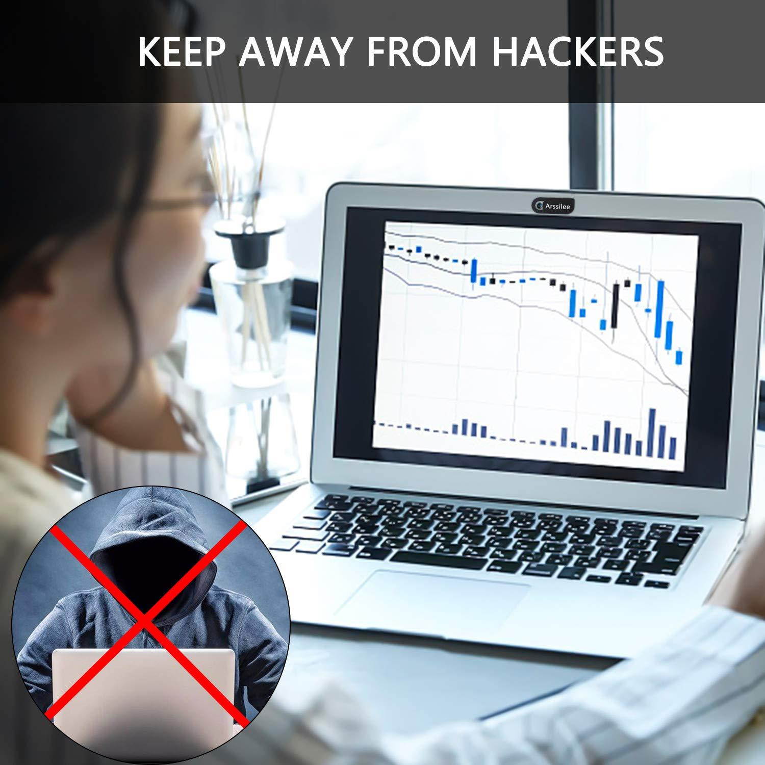 Arssilee 3pack Webcam Cover 0.8MM Thin - Web Camera Cover fits Laptop, Desktop, PC, Macboook Pro, iMac, Mac Mini, Computer, Smartphone,Protect Your Privacy and Security (Black)