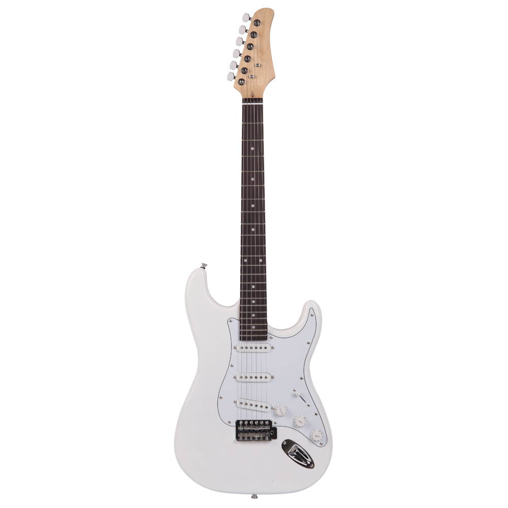 Rose Wood Fingerboard Electric Guitar White +Gigbag +Cord+Strap+Accessor