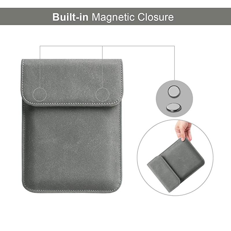 6 Inch Kindle Sleeve for All-New Kindle 2019/Kindle Paperwhite (Included 2018 Version)/Kindle Voyage/Kindle (8th Gen, 2016)/Kindle 4/5/Kindle Touch Protective Pouch Bag Case Cover, Gray