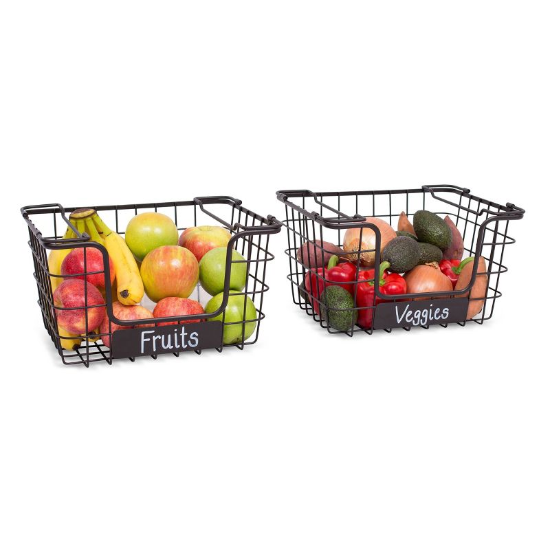 BirdRock Home Set of 2 Stacking Market Baskets