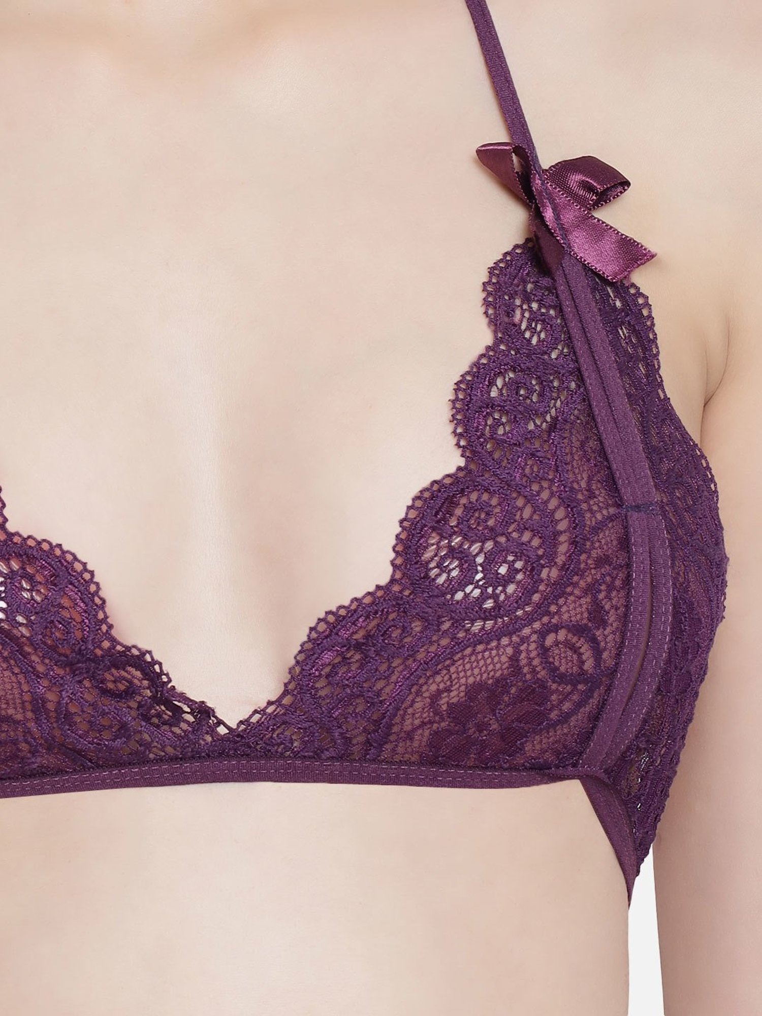 Secrets By ZeroKaata Purple Lace Bra & Panty Set